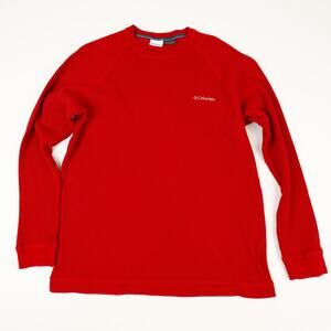 Columbia Mens XL Omni-Wick Waffle Knit Pullover Long Sleeve Shirt Red